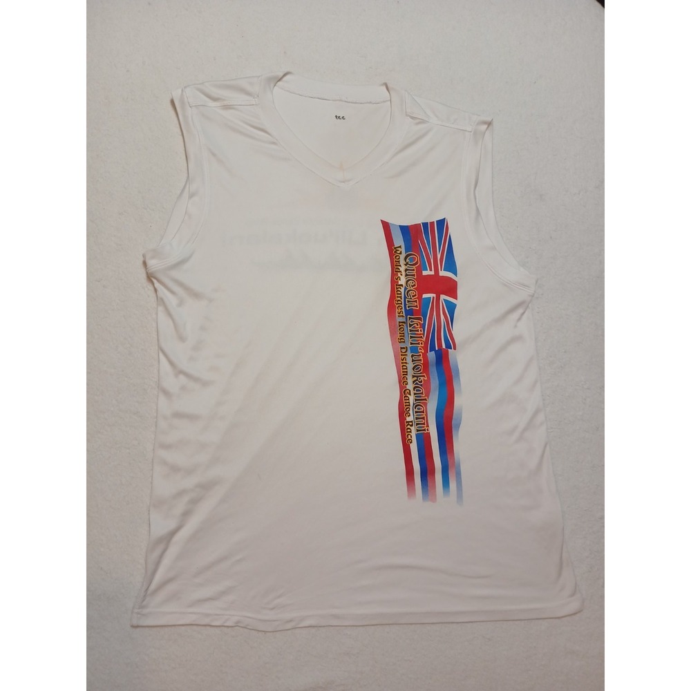 Queen Liliuokalani Canoe Race Tank Top Mens Large White Hawaii Outrigger Jersey